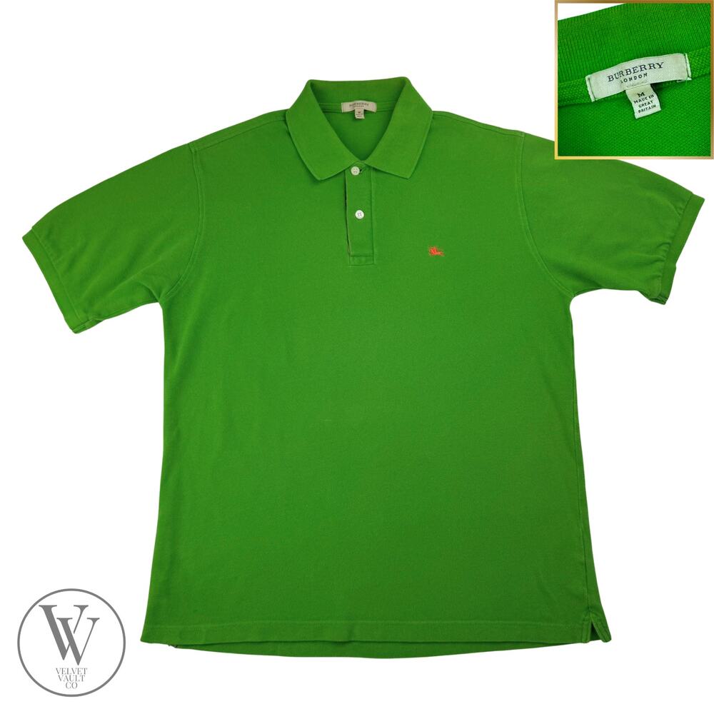 Burberry Men's Cotton Polo Collared Shirt Green